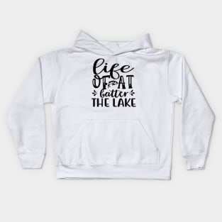 Wishing I Was Fishing - Less Talk More Fishing - Gift For Fishing Lovers, Fisherman - Black And White Simple Font Kids Hoodie